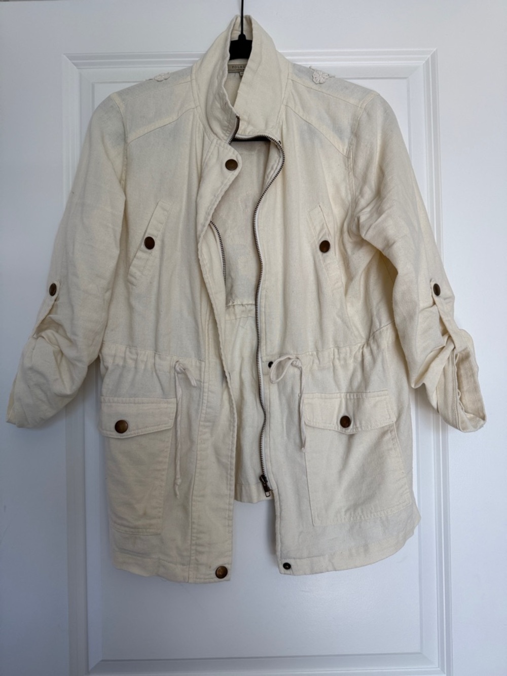 Anthropologie Polagram Cream Utility Drawstring Jacket